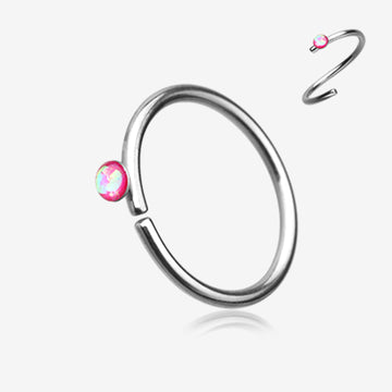 Opal Sparkle Bendable Steel Nose Hoop-Pink